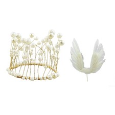  2 Pcs Crown Cake Toppers Decoration Birthday for Girls Decorations