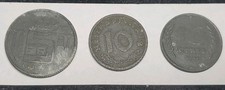 1941 WWII Zinc 3 Coin Lot Belgium 5 Franc German 10 Reich Netherlands 10 Cents