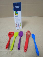 Colourworks Small Kitchen Tools Utensils Silicone Red Compact Cookware Set New