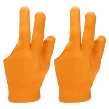 2 Pcs Three Fingers Pool Gloves, Billiards Left Hand Cue Sport Gloves, Orange