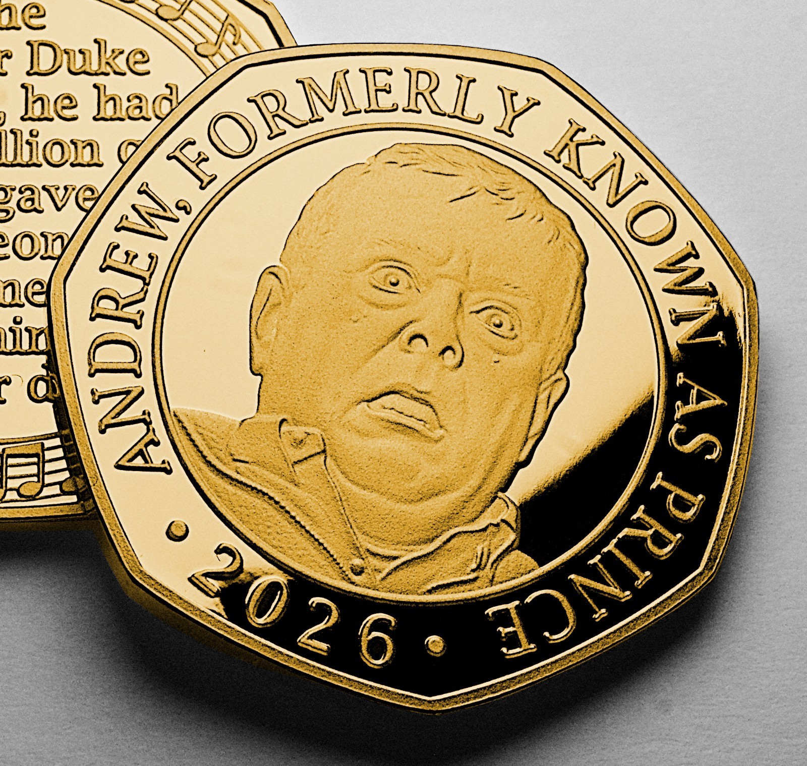 ANDREW MOUNTBATTEN WINDSOR 24ct Gold CHARITY COIN. Formerly Prince. Royal/Satire