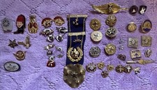Vintage Masonic, Shriner, Fraternal, Pin Lot Of 46 Pieces. Estate Find