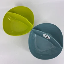 Zak Designs Divided Serve Bowl Pair Melamine 1-Blue 1-Green NWT Moso