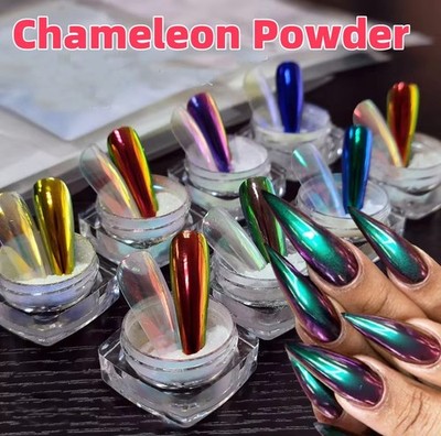 Aurora White Chrome Chameleon Nagelpulver Regenbogen Farbwechsel Spiegeleffekt