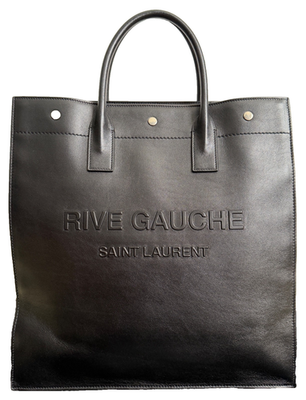 NWT Saint Laurent YSL Rive Gauche Logo Black Leather North South
