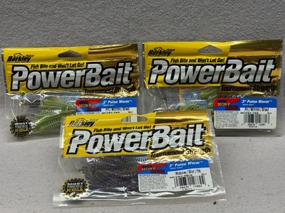 Obsolete Vintage Berkley 3'' Power Pulse Tournament Strenght Worms (3) 15 Pks (D)