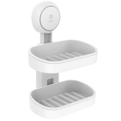 Suction Cup Soap Dish Holder for Shower, Dual-Layer Self-Draining Bar Soap Ho...