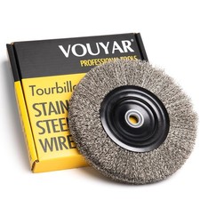 6 Stainless Steel Wire Wheel for Bench Grinder 1/2 5/8 Arbor .012 Wir