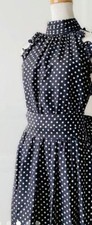 Marc Jacobs Black Silk Dot Dress US2 S M Rose Knot Detail Belt & Corsage From JP