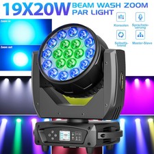 19LED RGBW Zoom Moving Head Stage Light 19x20W DMX Beam Wash Lighting DJ Disco