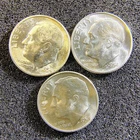 1954-P-D-S Roosevelt Dimes (3 Coins) - 90% Silver - BU Condition - Light Toning
