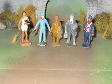 Vintage Lot Of 5 Lead Lincoln Logs Train Station Figures with Rare NADA figure