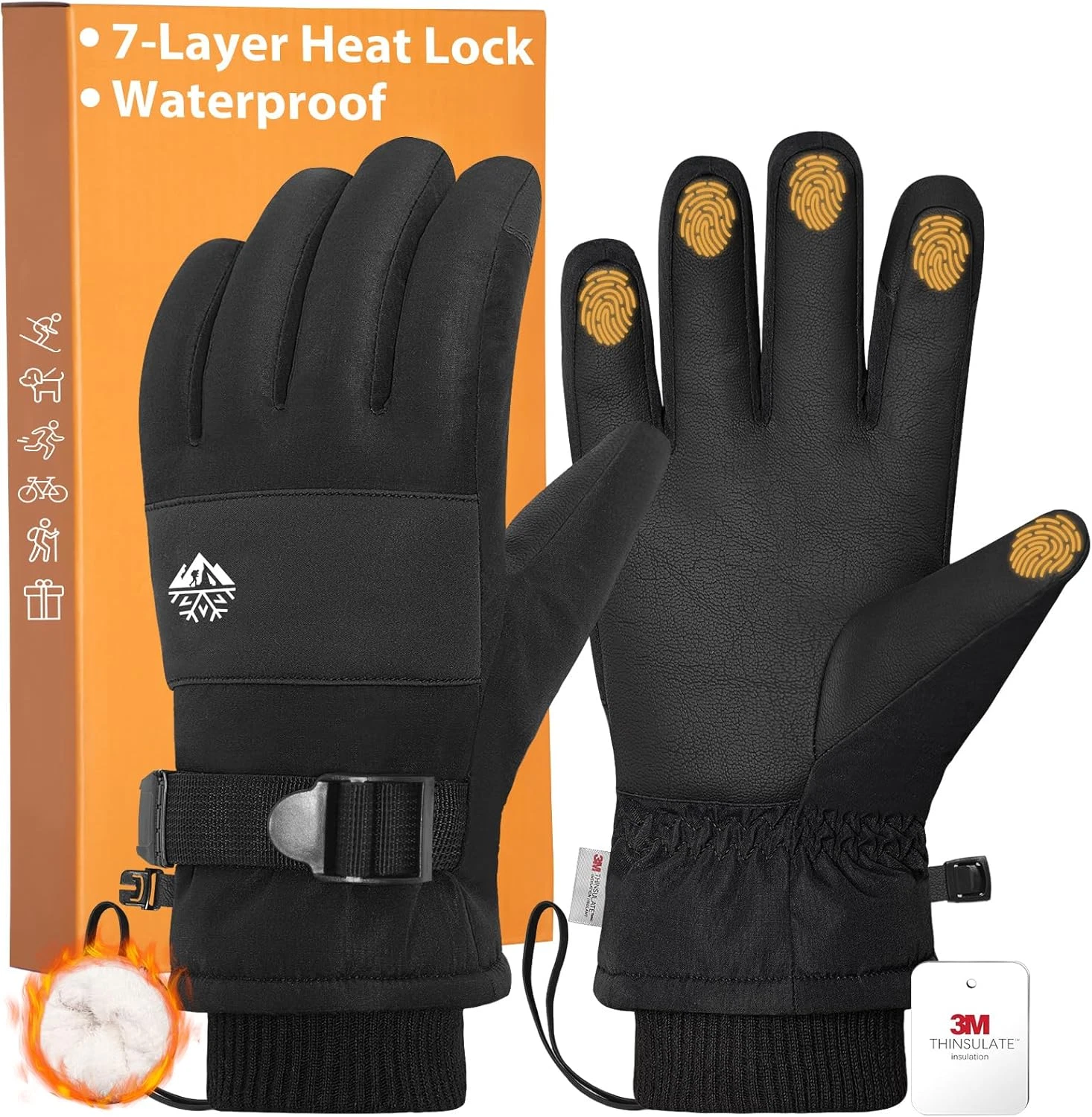 Mens Winter Gloves Waterproof, Gloves for Cold Weather Extreme Women with 3M Thi