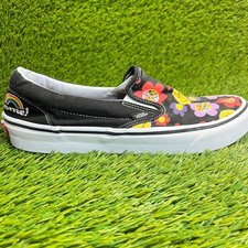 Vans Classic Slip-On Radically Happy Mens Size 9 Black Athletic Shoes Sneakers