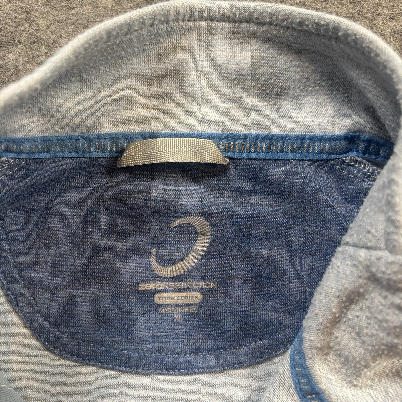 Zero Restriction 1/4 Zip Pullover Mens XL Light Blue Company Logo Mock Neck