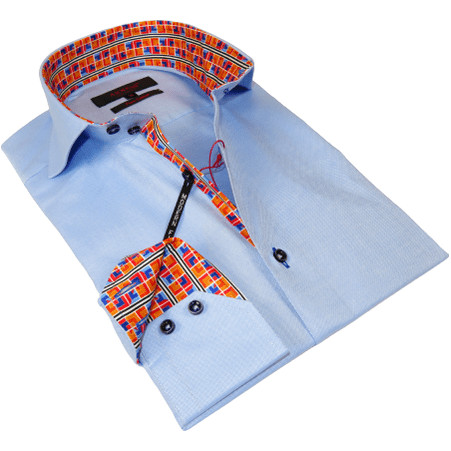 Men Dress Shirts AXXESS Turkey 100 Soft Egyptian Cotton High Collar 223-01 Blue 17390₽