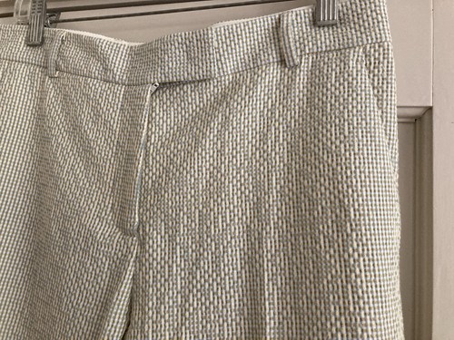 QL2 Maura Womens Seersucker High Rise Pleated Cuffed Pants Beige Size 44 US 8 - Picture 5 of 15