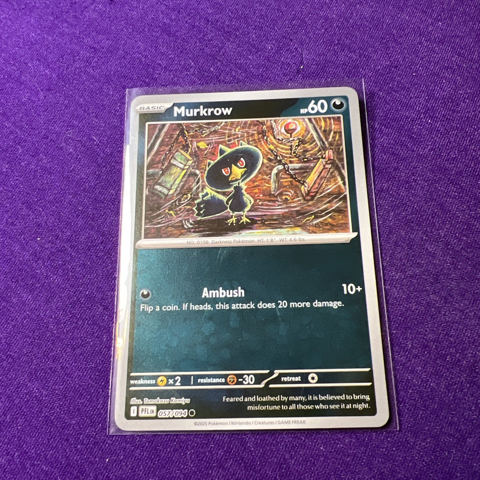 Pokémon TCG Murkrow 057/094 Reverse Holo ME02: Phantasmal Flames NM
