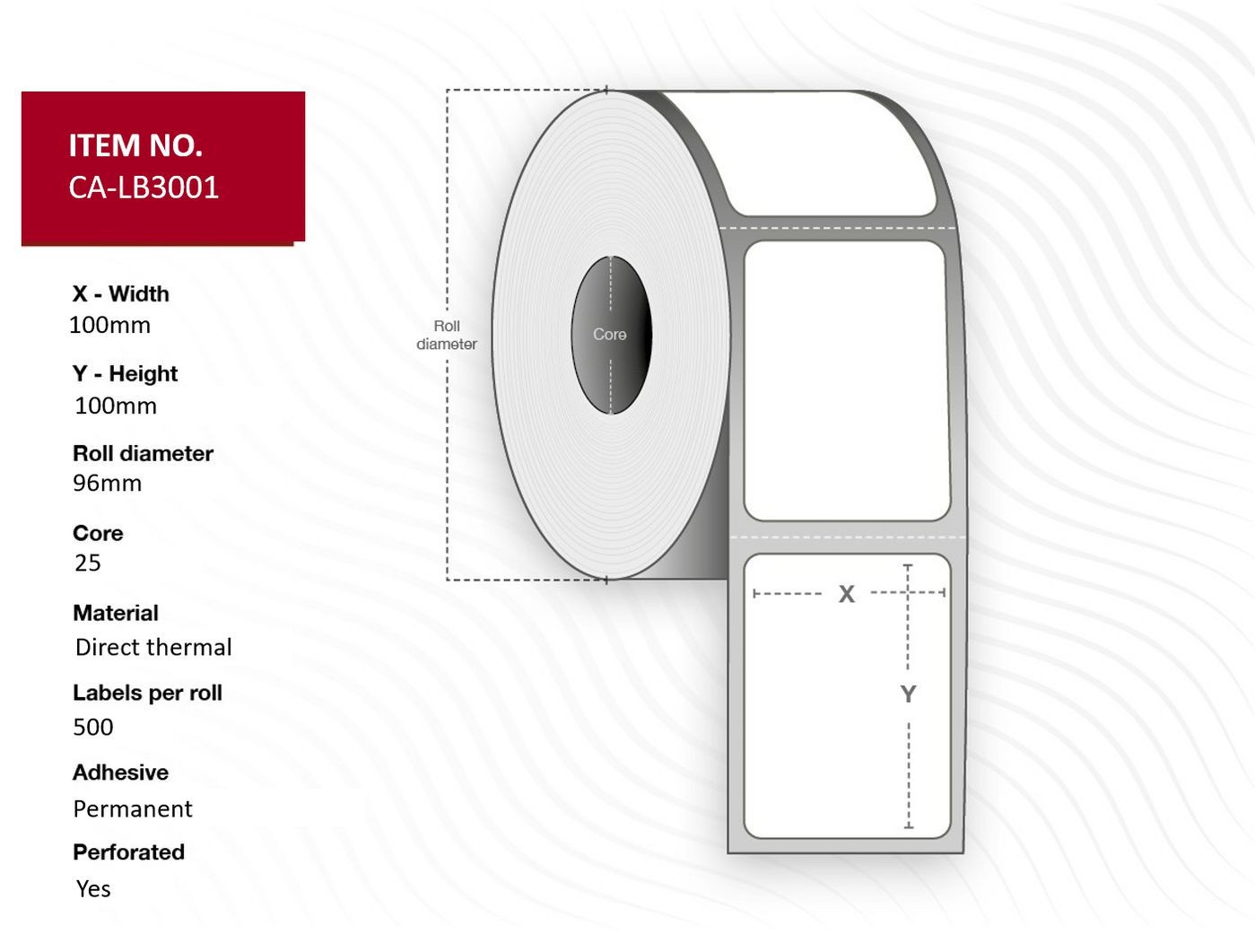 Capture CA-LB3001 Label 100x100. Core 25.