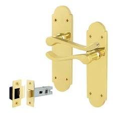 Brass Victorian Scroll Door Handle Polished Brass Internal Bathroom Latch Lock