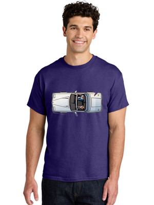 Top-Down-Car Mens Graphic Tee, 100% Cotton, Casual Summer Wear
