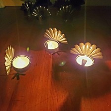 Set of 3 Thanksgiving Rustic Metal Turkey Tealight Candle Holder 3.25w 2.75t 2.2