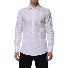 DOLCE & GABBANA Shirt White Poplin Cotton Formal Men Dress 40/US15.75/M 430usd