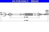 ATE Seilzug, KupplungsbetäTigung 24.3728-0342.2 FüR Peugeot Fiat CitroËN