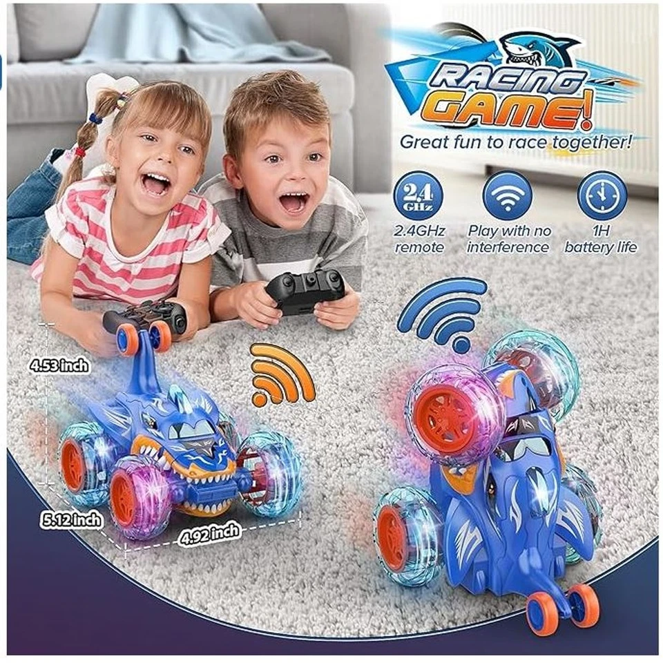 Remote Control Car, RC Cars Toys for Kids Ages 6-12, 4WD Stunt Car LED Lights - Image 2 of 4