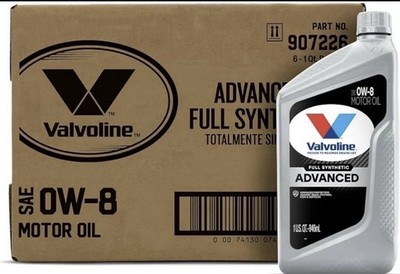 Valvoline 0W-8 Full Synthetic Motor Oil 6 Quart Case NEW