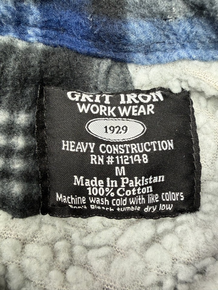 Grit Iron Workwear Heavy Construction RN#112148 Size M Plaid Sherpa ...