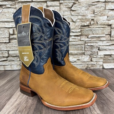 MENS REYWELT WESTERN COWBOY BOOT SQUARE TOE TWO TONE HANDMADE IN MEXICO SIZE 11