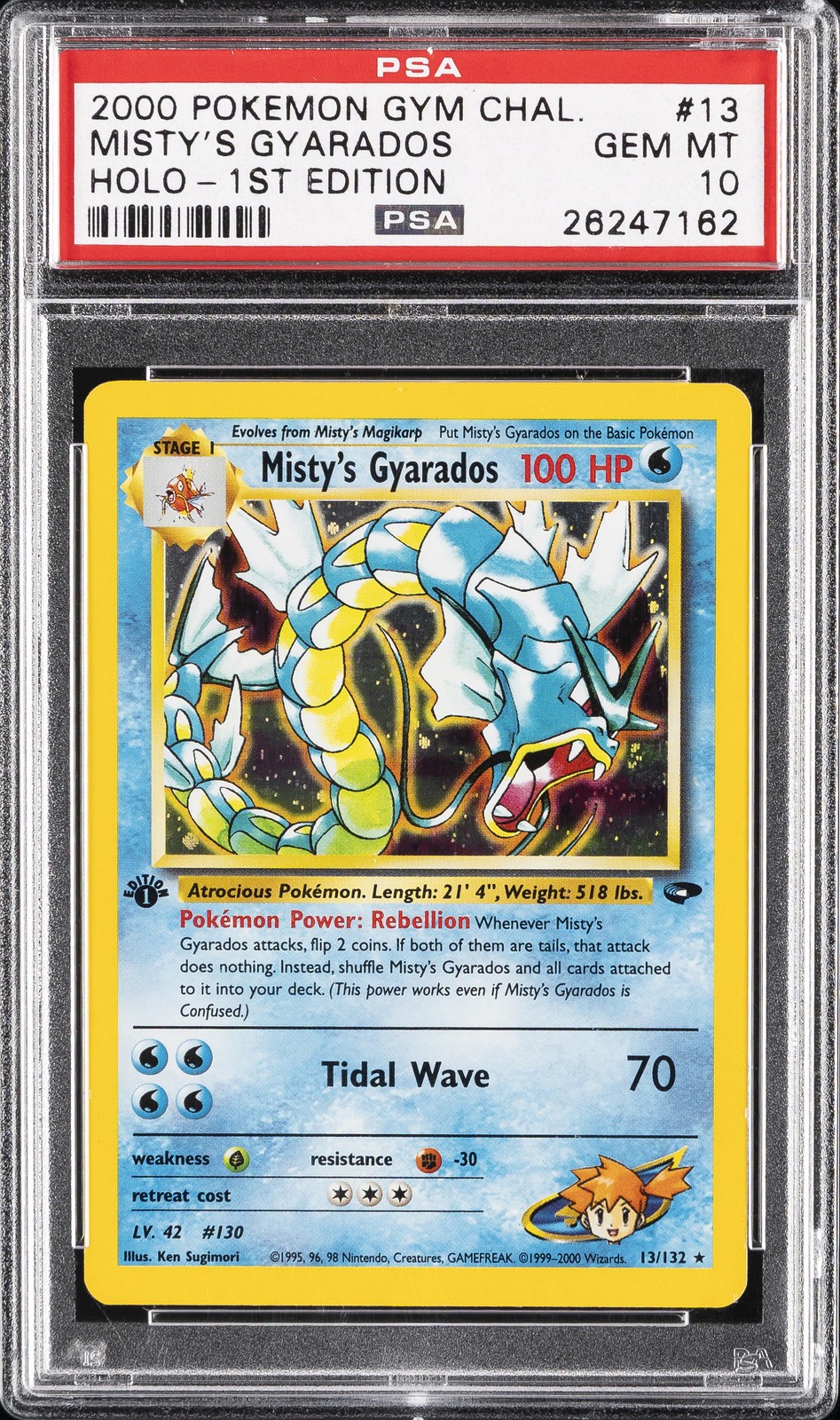 2000 POKEMON GYM CHALLENGE HOLO-1ST EDITION #13 MISTY'S GYARADOS PSA 10