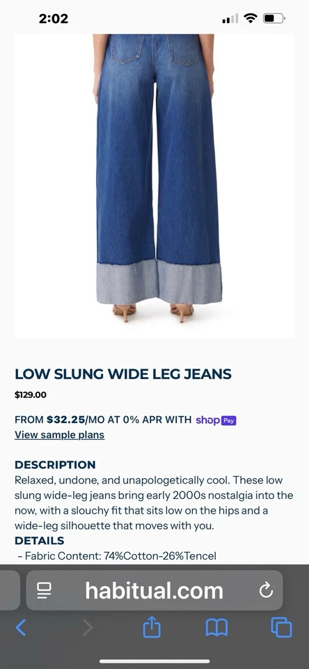 Jeans Habitual de pierna ancha baja talla 4/27 Foto 3 de 4