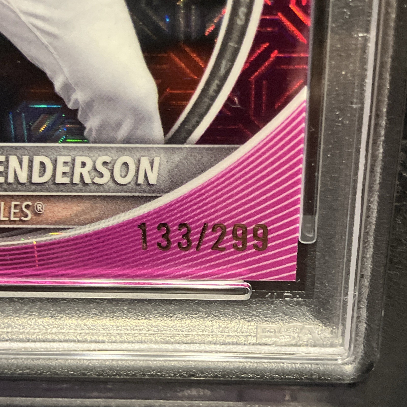 2025 Bowman M/B Gunnar Henderson #2 Fuchsia Refractor.  /299 PSA-10 view 3
