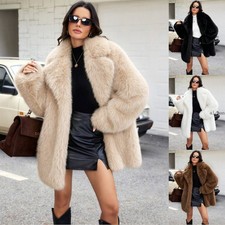 Women's Faux Fur Coats Big Lapel Fluffy Thick Warm Winter Outerwear Jackets