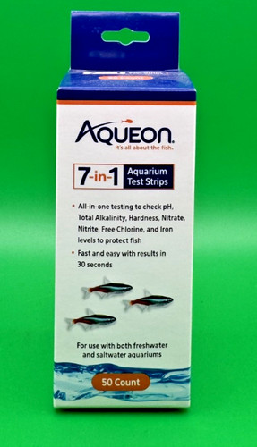 Aqueon 7 in 1 Aquarium Test Strips 50 Count Water Quality Testing Kit