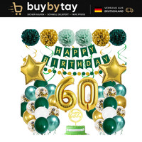 60. Geburtstag Deko GrüN Gold Luftballons Banner Konfetti FüR MäNner Frauen