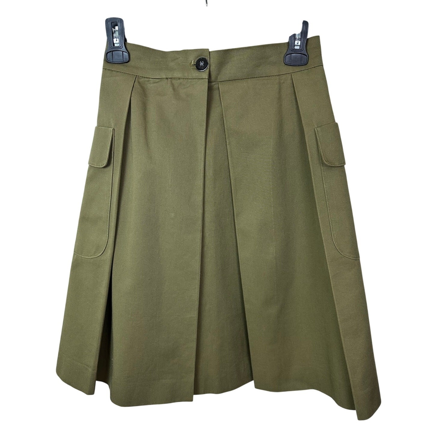 Falda Boutique By Jaeger Para Mujer Verde Plisada Safari Carga Bolsillo Talla 8