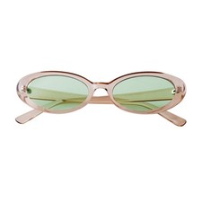90s Sunglasses for Women Men Retro Small Oval Sunglasses Champagne/Green