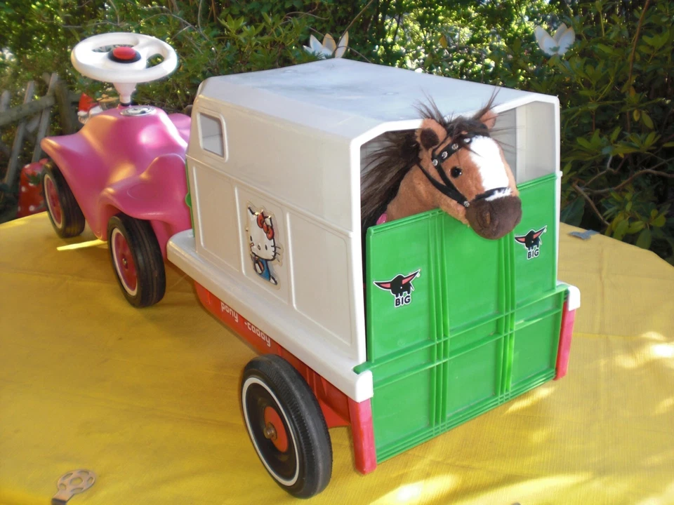 BIG New Bobby Car pink & Pony Caddy & Pferd - Hello Kitty - Trailer Anhänger - Bild 4 von 4