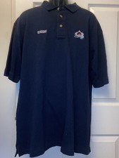 Colorado Avalanche NHL Blue CCM Polo Shirt Mens X-Large 100 Cotton