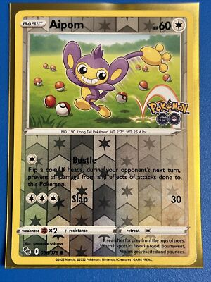 Pokemon TCG Aipom Pokemon GO 056/078 Reverse Holo Common NM + Card Saver | eBay Pokemon TCG Aipom Pokemon GO 056/078 Reverse Holo Common NM + Card Saver | eBay