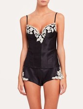 La Perla Maison Bustier Black corset in silk satin with frastaglio 34 2 B