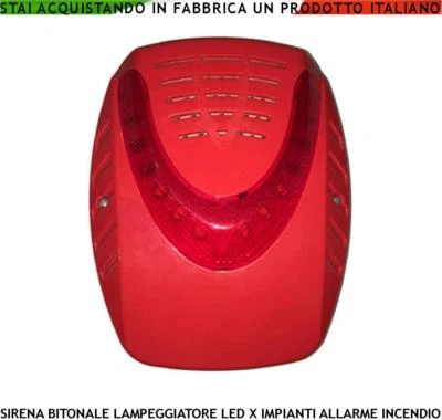SECURVERA IFA ROMA 8075396000004 SEGNALATORE ALLARME INCENDIO SIRENA ELETTRONICA LAMPEGGIANTE LED ALIMENT. 24 VCC