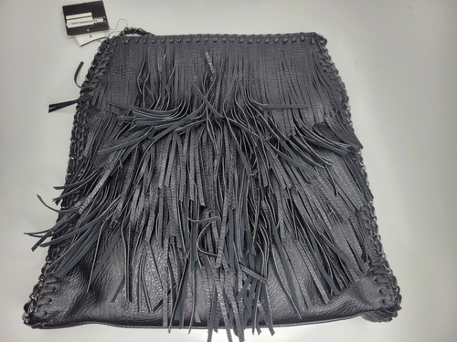 Bolso de Mano Hobo de Cuero Vegano Sondra Roberts Flecos Negro ~¡LEER!!! - Imagen 9 de 22