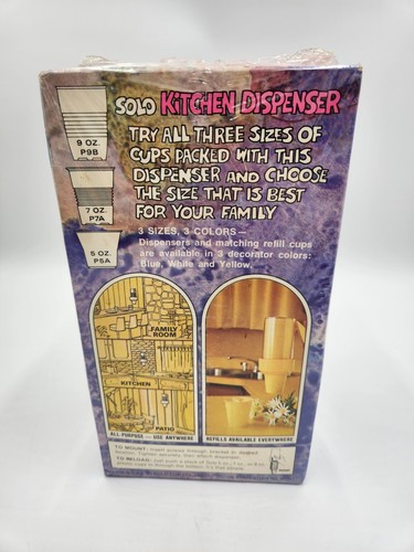 Vintage 1970's Retro Solo Kitchen Yellow Dispenser Wall Mount w/Cups NOS - Picture 6 of 12