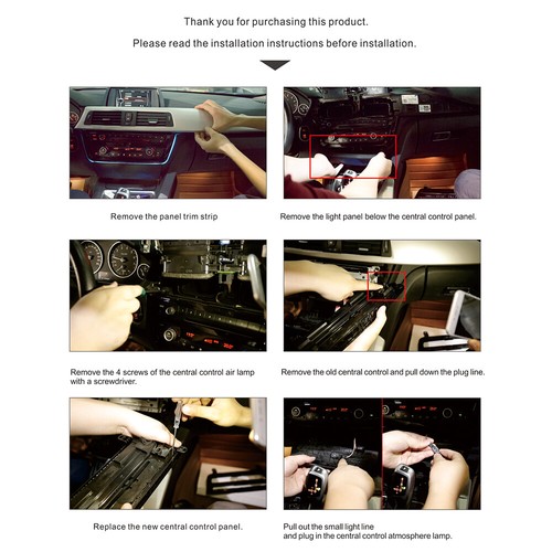 For BMW 3 F30 F31 F34 LCI Radio Trim LED Dashboard Center Console AC Panel Light - Picture 12 of 13
