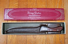 Vintage Maxam King Fisher Fillet Knife w/ Leather Sheath with original box