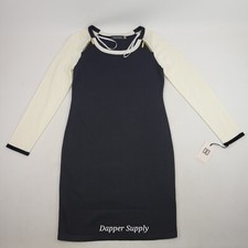 Ivanka Trump Women's Fitted Sweater Dress Size Small Black Ivory Long Sleeve